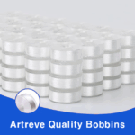Style L Prewound Plastic Sided 75D/2(60WT) Embroidery Bobbins(144 Bobbins) 120 Yards - White - Image 4