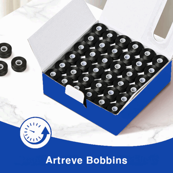 Style L Prewound Sideless With Plastic Core Normal Tenacity Polyester Filament 75D/2 Embroidery Bobbins(144 Bobbins) 135 Yards - Black