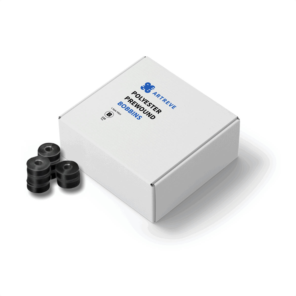 Style L Prewound Plastic Sided 70D/2(60WT) Embroidery Bobbins(144 Bobbins) 106 Yards - Black - Image 1