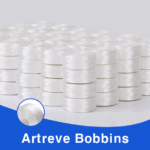 Style L Prewound Sideless With Plastic Core 75D/2(60WT) Embroidery Bobbins(144 Bobbins) 155 Yards - White - Image 4