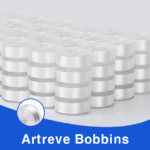 Style A Prewound Plastic Sided 70D/2(60WT) Embroidery Bobbins(144 Bobbins) 130 Yards - White - Image 4