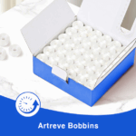 Style L Prewound Sideless With Plastic Core 75D/2(60WT) Embroidery Bobbins(144 Bobbins) 155 Yards - White - Image 2