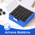 Style A Prewound Plastic Sided 70D/2(60WT) Embroidery Bobbins(144 Bobbins) 115 Yards - Black - Image 2