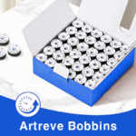 Style L Prewound Paper Sided With Plastic Core 75D/2(60WT) Embroidery Bobbins(144 Bobbins) 124 Yards - Black - Image 2